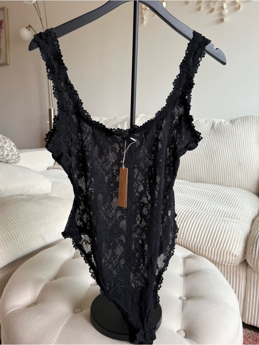 skims black lace bodysuit